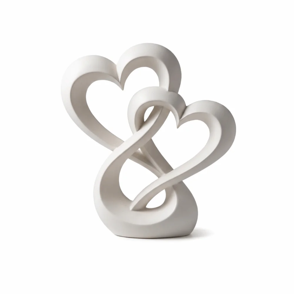 3D Printed Double Heart Ornament Lovers Gifts Sweet Love Miniature Decoration Creative Car Interior Ornament Couple