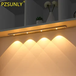 PZSUNLY światło szafkowe czujnik światło Led ruchu USB do szafy kuchennej światło szafkowe 20cm/30cm/40cm/50CM/60CM