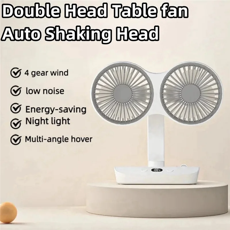 AA86 Desktop Double-Head Fan, Desktop Fan, Oscillating Fan, Low-Noise Double-Head Fan, High-Wind Power Electric Fan