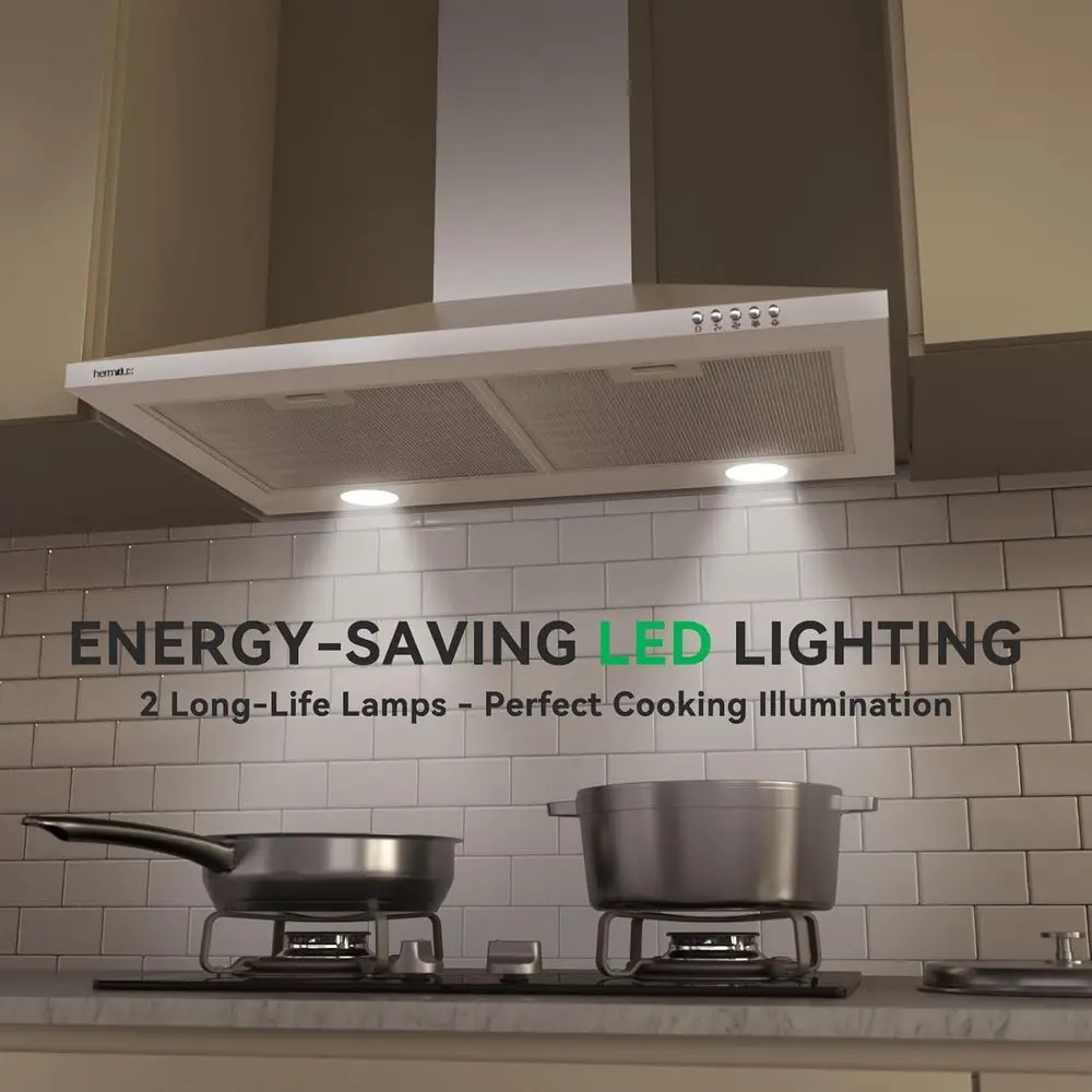 Okap kuchenny ze stali nierdzewnej, montowany na ścianie, 76 cm (30 cali), z filtrem węglowym, konwertowalny na okap kominowy/bez kanału, 3-stopniowy wentylator wyciągowy.