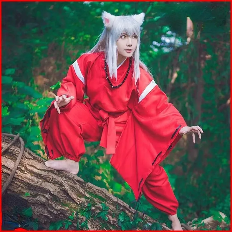 Аниме Inuyasha костюмы для косплея кимоно костюмы на Хэллоуин для мужчин одежда для ролевых игр костюм парик вечерние красная униформа полный комплект