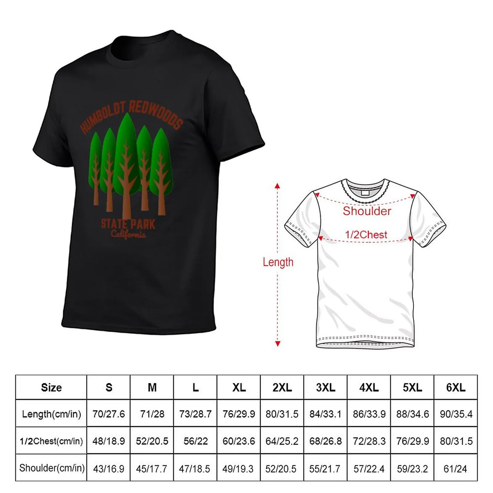 Humboldt Redwoods State Park, Red Text- Hiking / Outdoors T-Shirt aesthetic clothes cute clothes mens shirts graphic tee