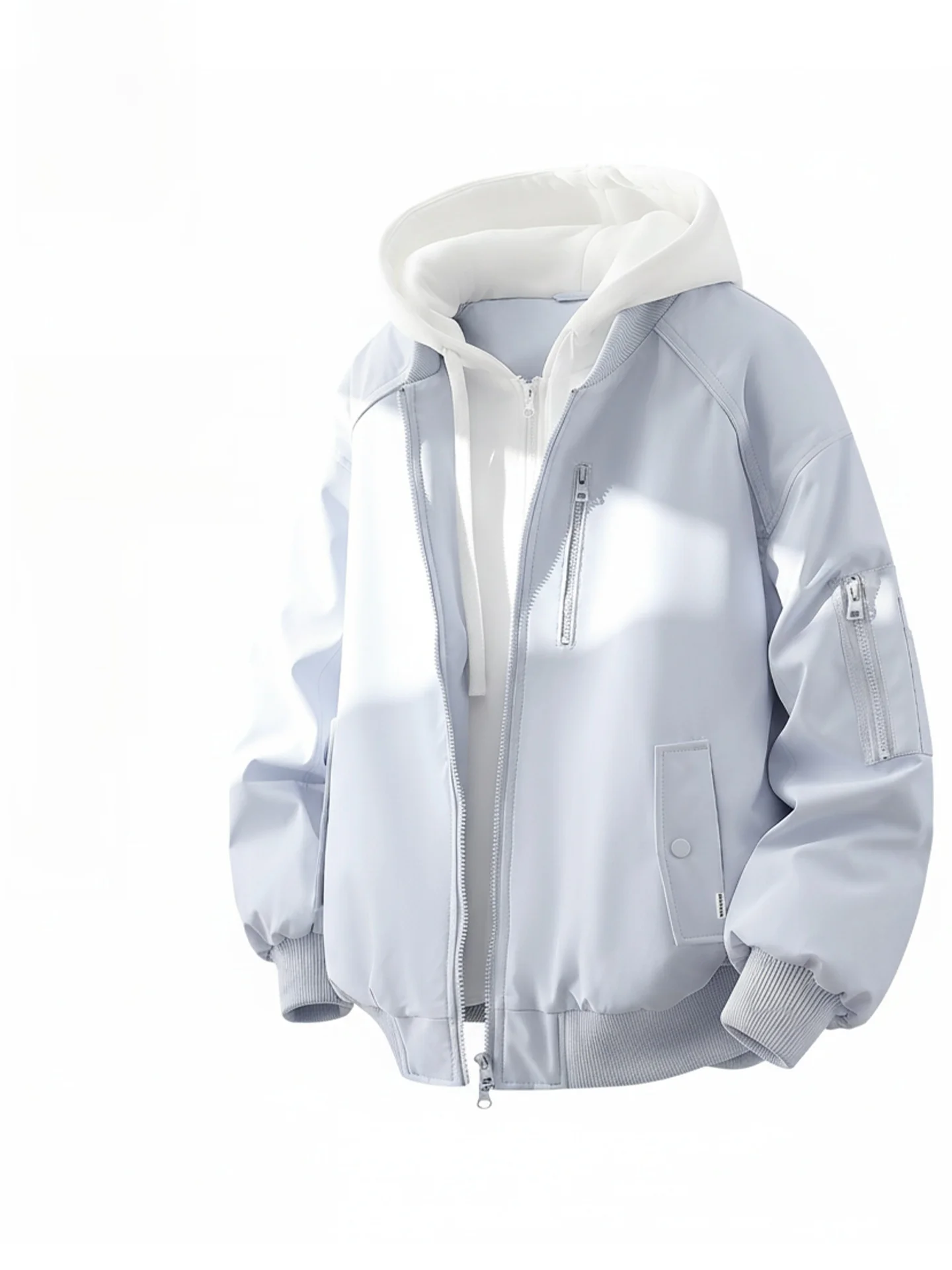 

Thiened Hooded Fce Lined Cotton Jaet Fake Two-Piece Youth Men's Winter Warm Casual Outerwear Coat