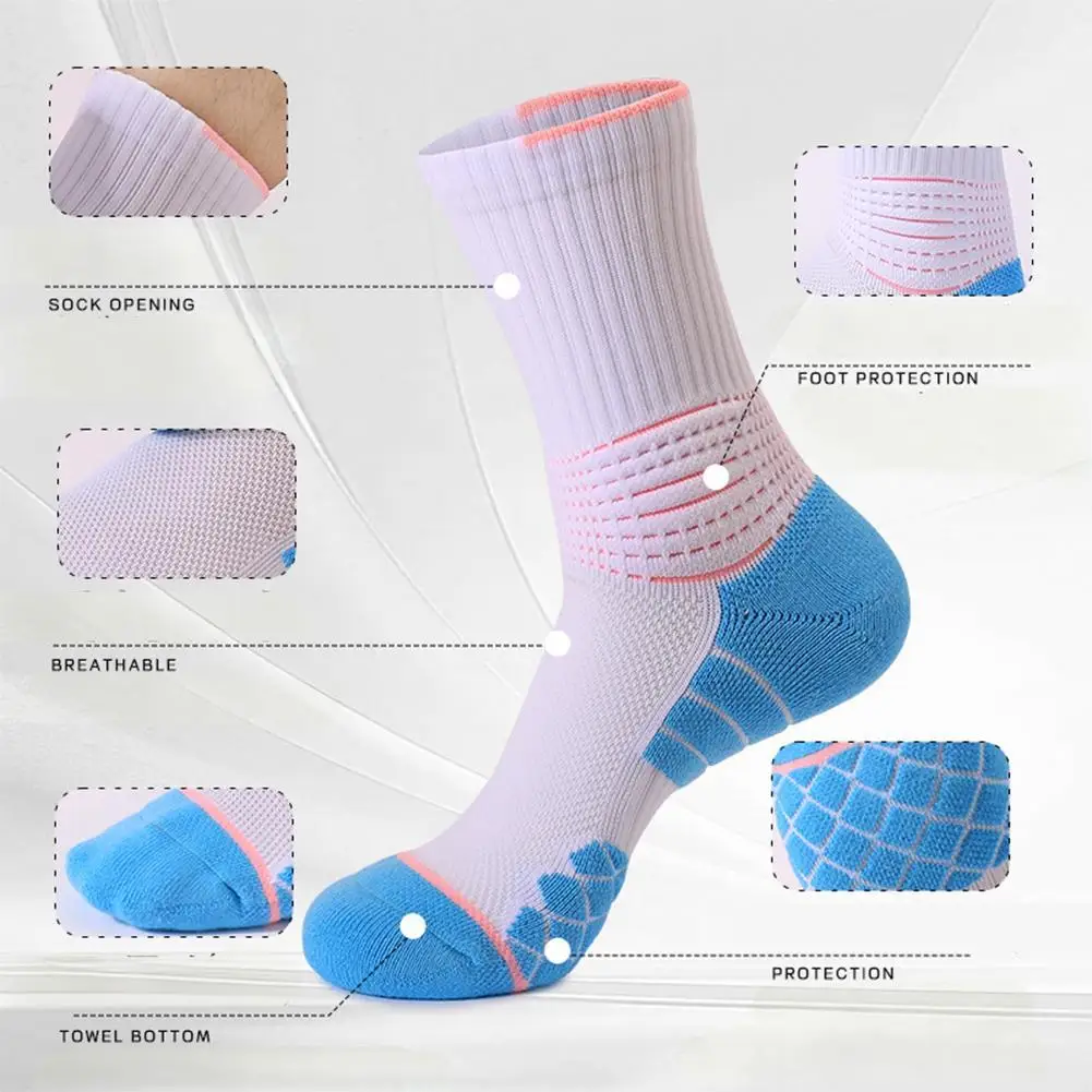 

1Pairs Men Women Towel Bottom Athletic Socks for Football Basketball Baseball Rugby Soccer Running Tennis Non Slip