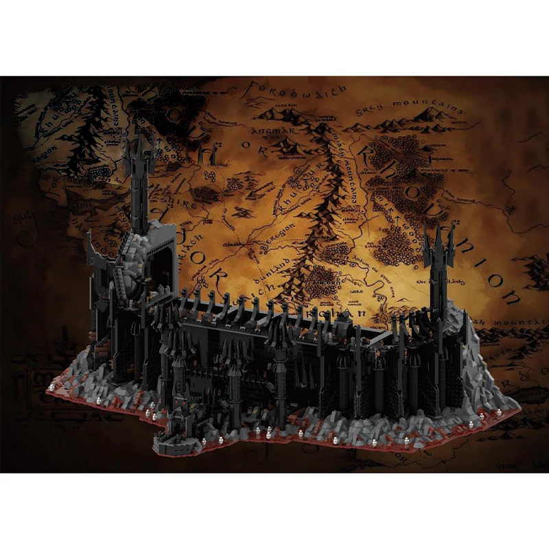 MOC-150262 Movie Street View Black Castle Gate of Mordor Large Model MOC Building Block DIY Parts Assembly Bricks Toys Kid Gifts