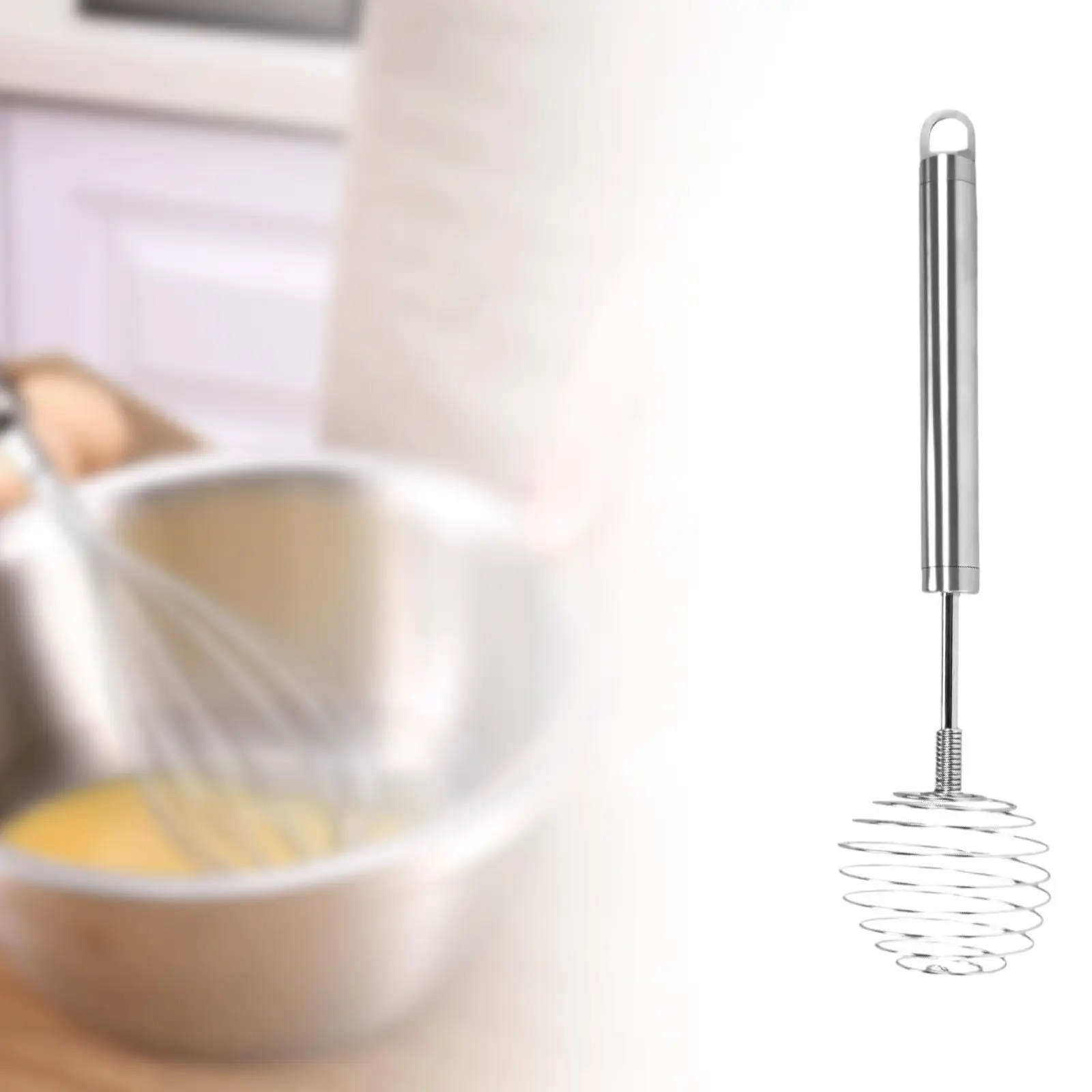 Stainless Steel Egg Whisk Kitchen Tools Stainless Steel Egg Mixer Hand Push Whisk Whisking Egg Beater Hand Mixer Spring Whisk