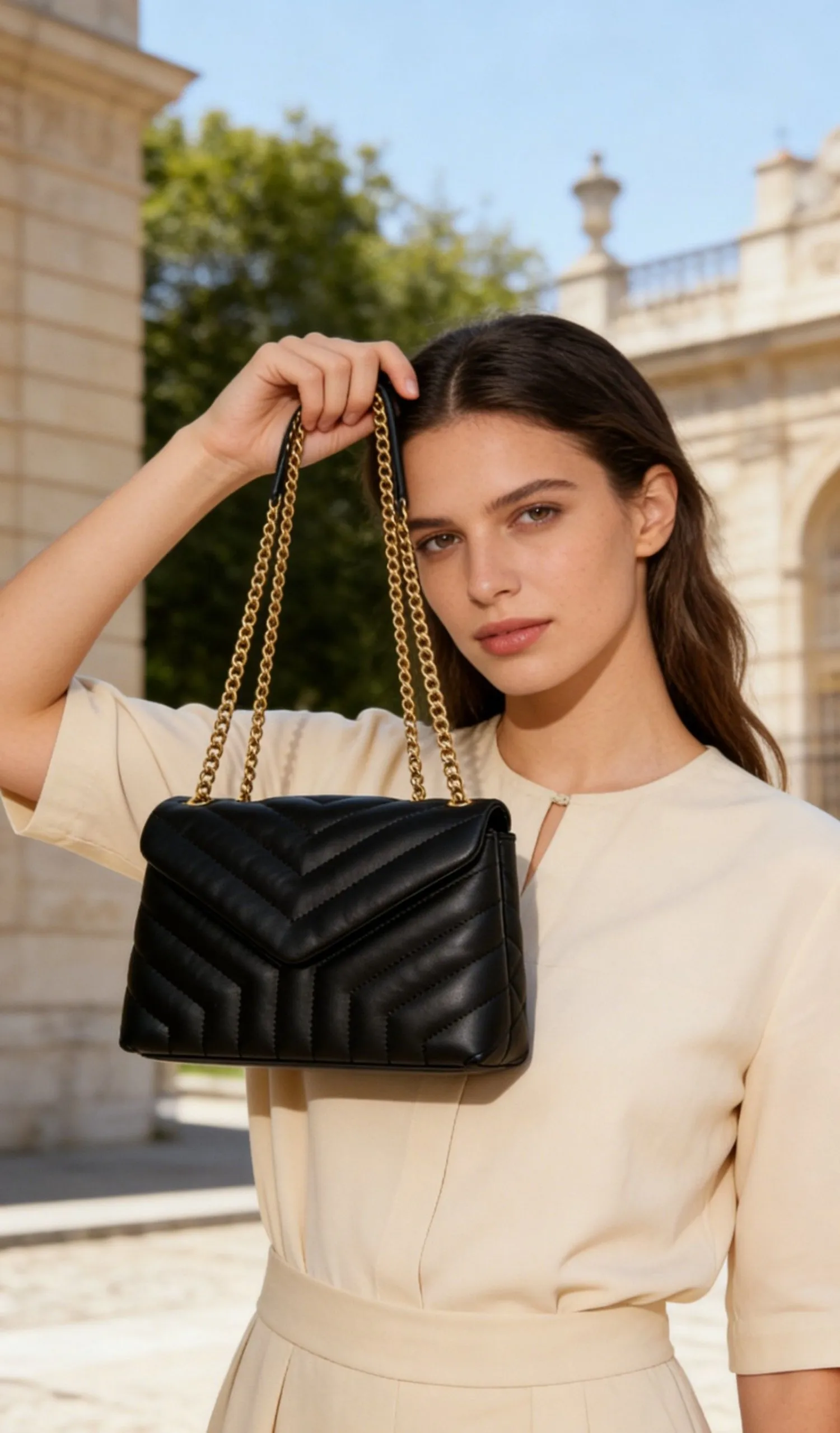 

Modern Black Quilted Crossbody Bag, Minimalist Sling Purse, Sleek Daily Handbag with Clean Lines for Office and Casual Looks