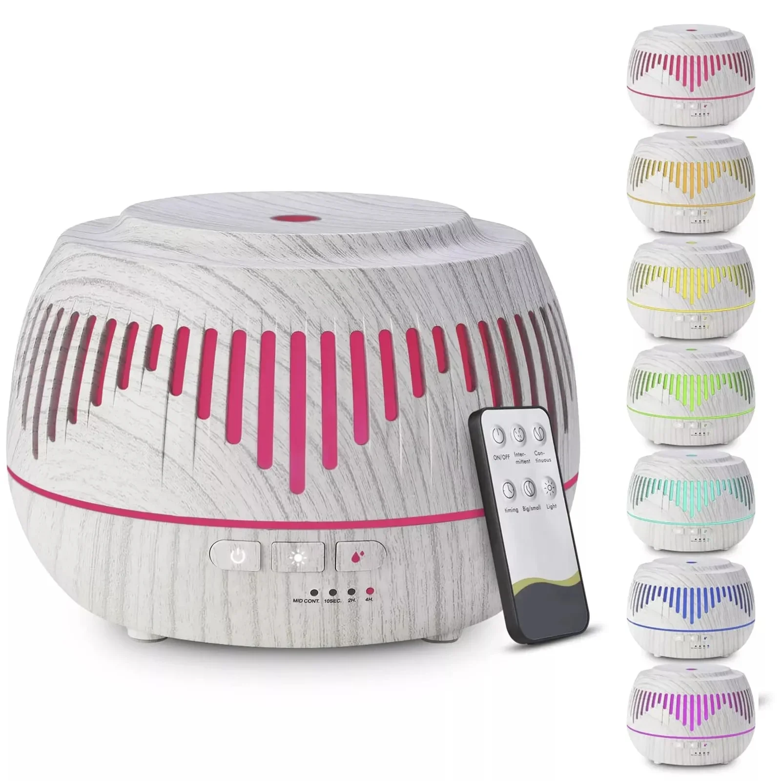 スマートリモコンエッセンシャルオイルディフューザー - 500ML 木目調アロマセラピー加湿器