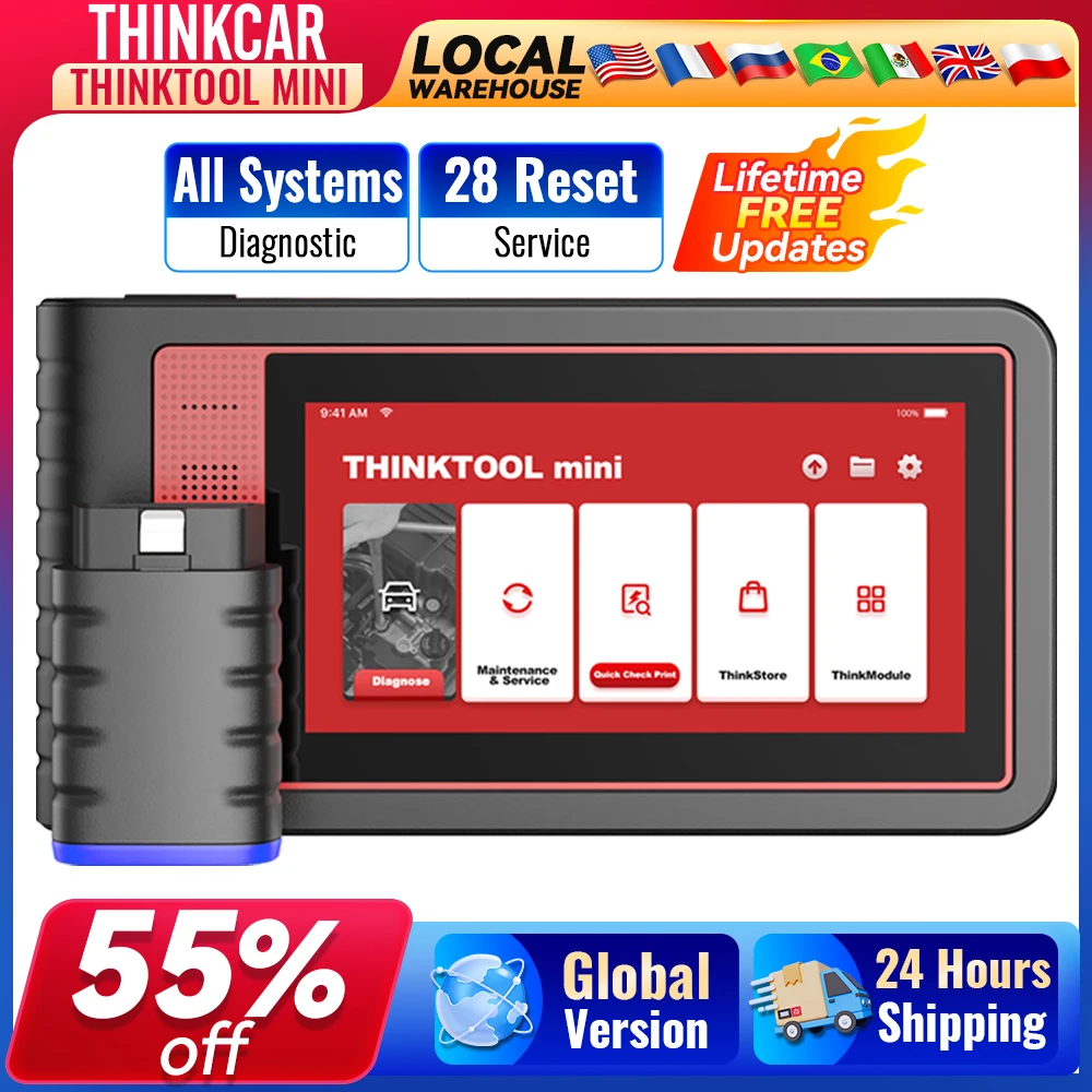 THINKCAR Thinktool Mini 2/THINKTOOL Mini herramienta de diagnóstico OBD2 todo el diagnóstico del sistema 28 reinicio escáner automático actualización gratuita de por vida