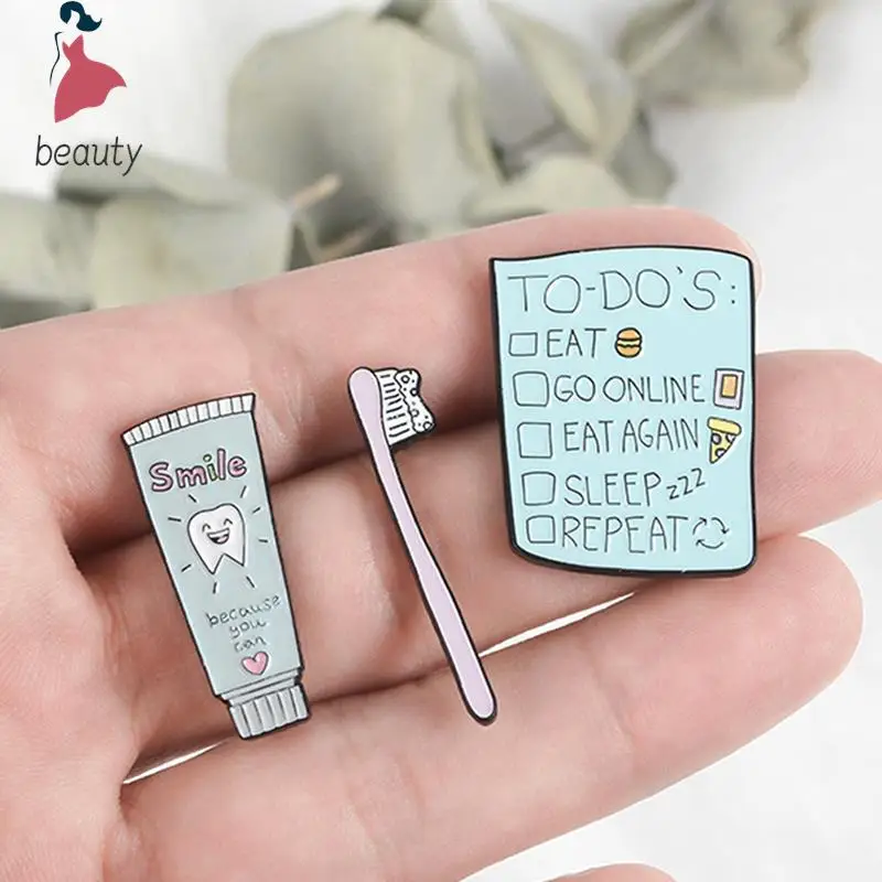 Broche de insignia de dentista, broches de diente y cepillo de dientes de esmalte, accesorios de decoración de ropa, regalo para dentista