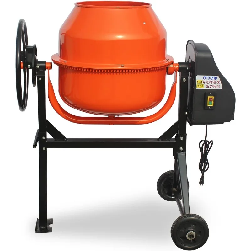 5.0 Cu. FT Concrete Mixer, Electric Cement Mixer Machine for Stucco with Wheel and Stand，home.