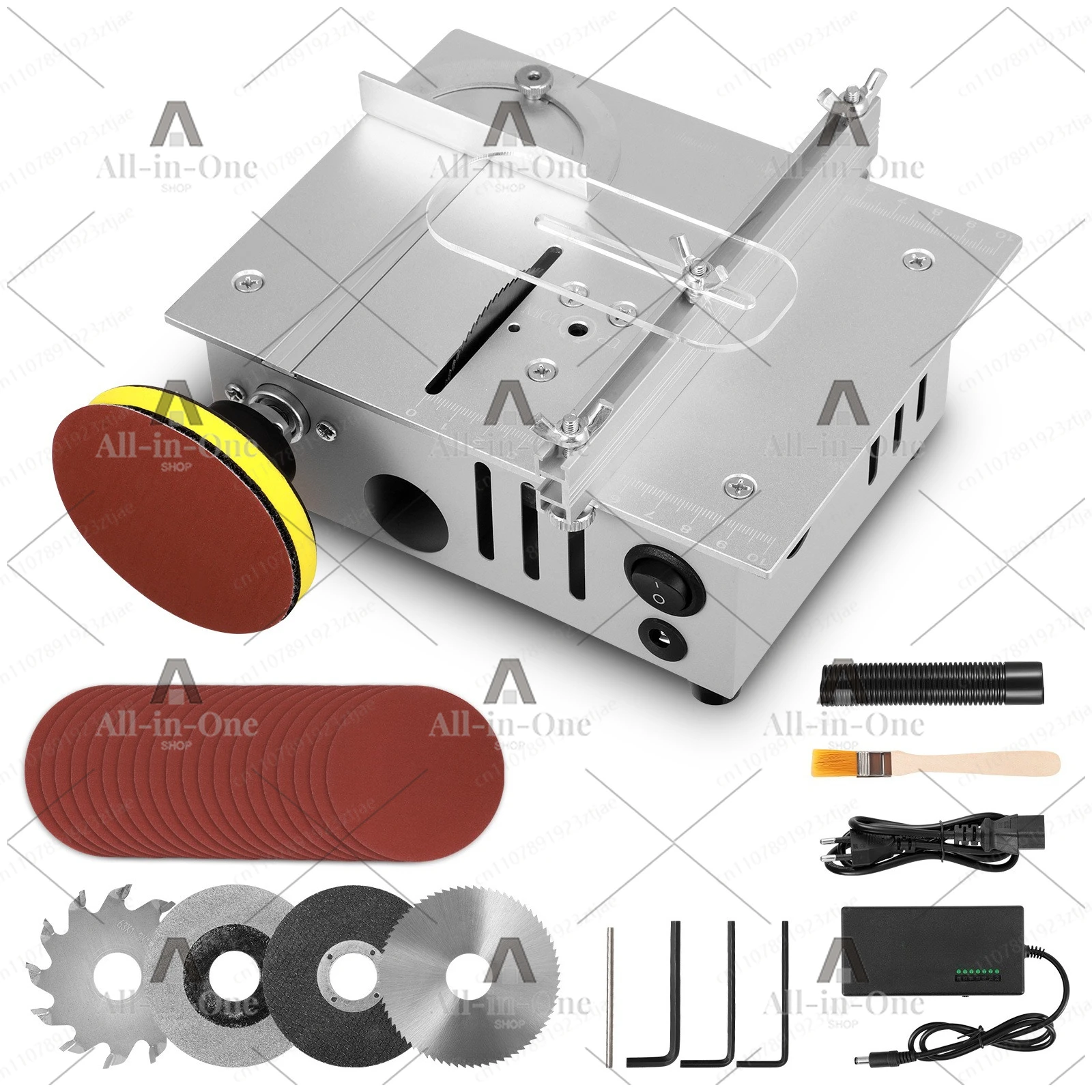 Micro Table Saw With 4 Sets Saw Blades Dual Motor Control 7 Speed 96w Portable Precision Table Saw Height Adjustable 0.1-15mm