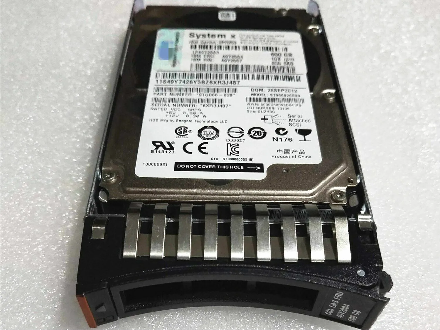 FOR IBM 600GB SAS 6Gbps 10K RPM 2.5" Hard Drive 49Y2003 49Y2004 49Y2007