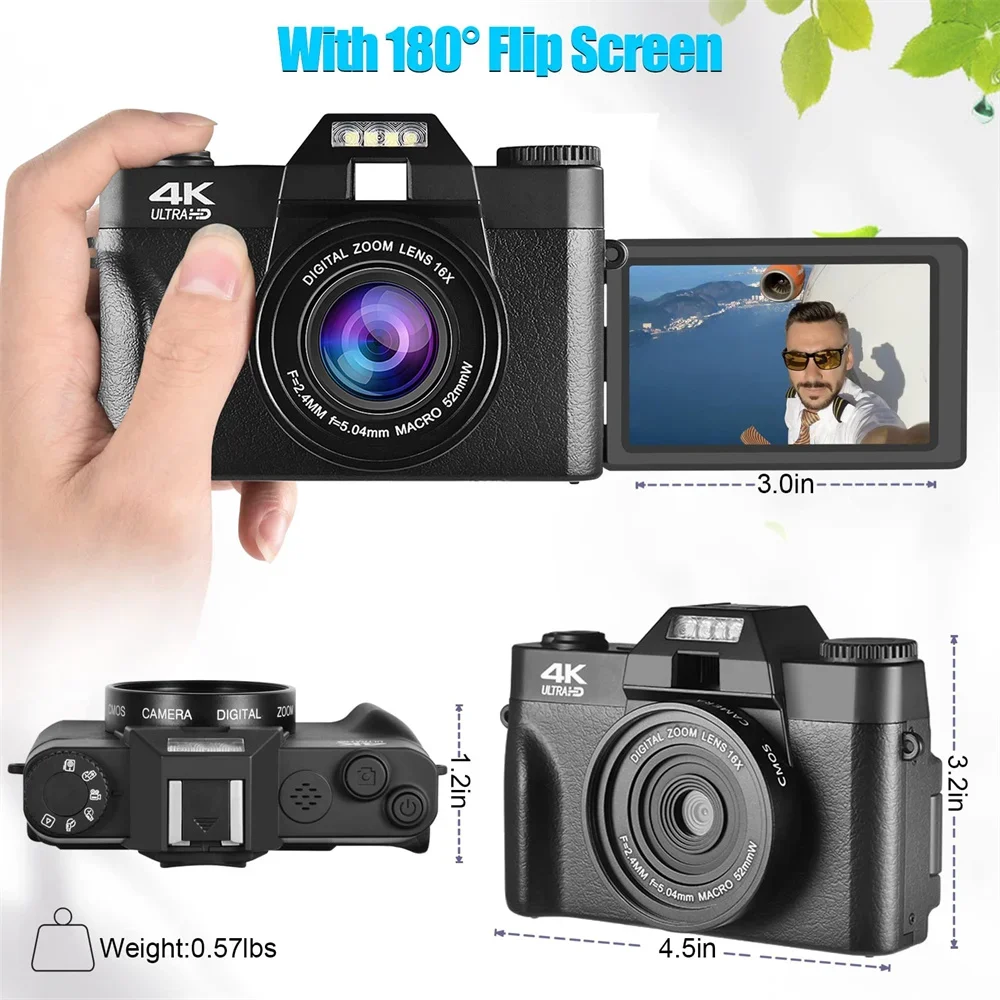 SLR Compact Digital Photography Camera 4K WIFI Webcam Camera Vintage Vlog Video Recorder YouTube 48MP Camcorder 3\