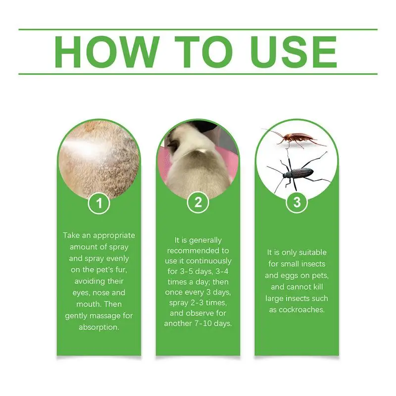 Spray anti-mouche pour animaux de compagnie, efficace, répulsif pour animaux de compagnie, araignée, chien, démontage, intérieur, sûr à utiliser pour garder la peau en bonne santé, 50ml
