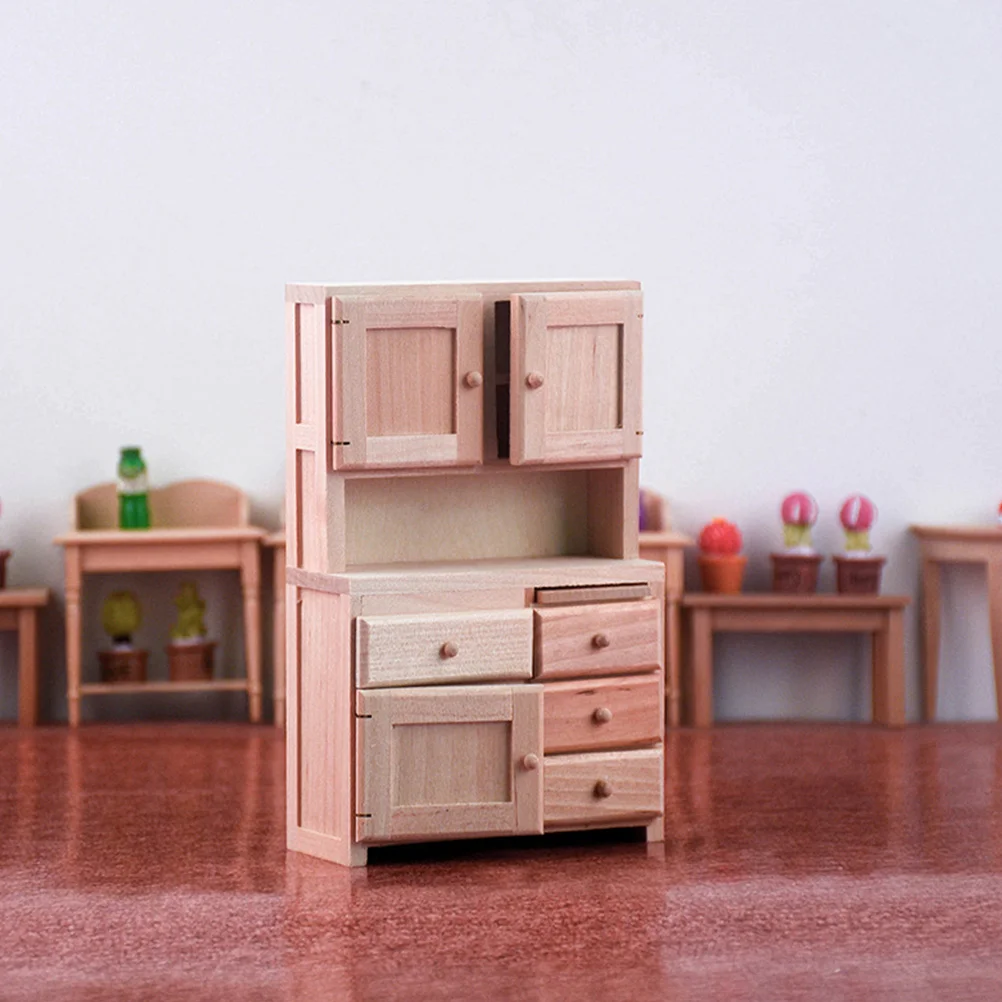 Mini Wardrobe Ornaments Miniature Cabinet Furniture Models House Decor Accessories Wooden Bookcase Storage Prop