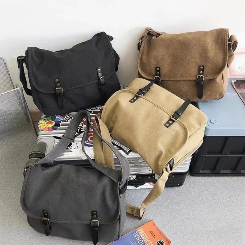 

Trendy brand crossbody men's casual retro canvas lazy style one shoulder fashion simple men's mailman bag
