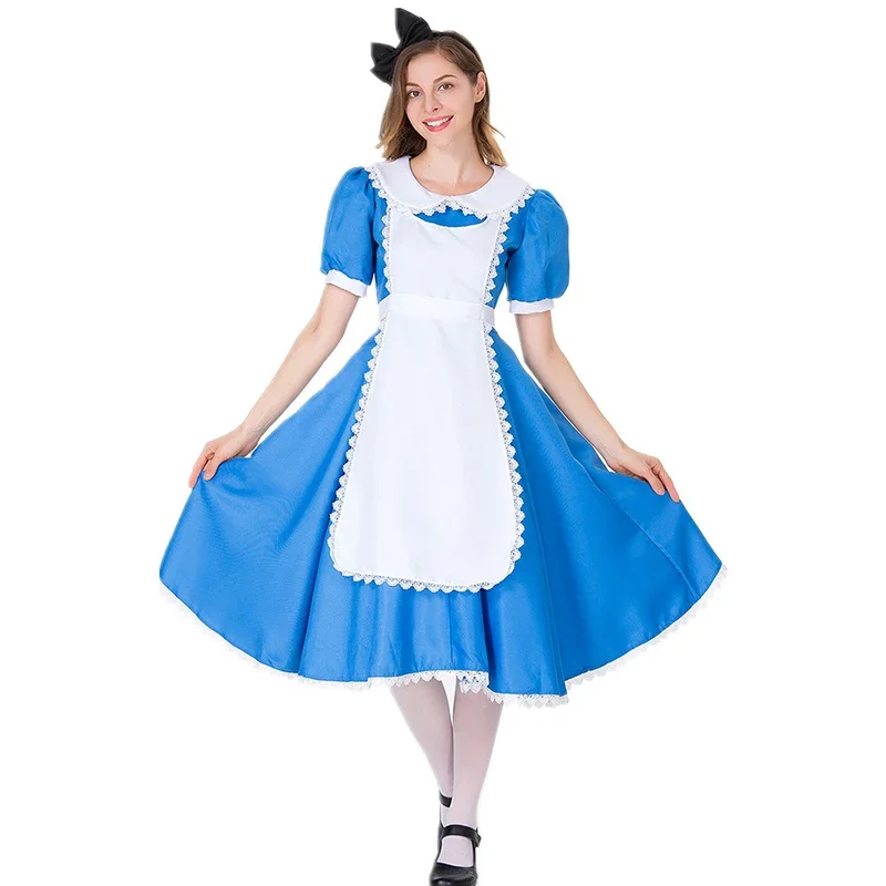 Halloween Adult Kids Girls Anime Alice In Wonderland Costume For Kids Party Lolita Maid Dress Cosplay Maid Apron Lolita Dress