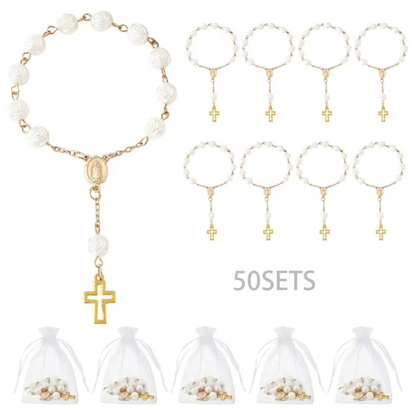 

Мини-розарии для свадебных подарков, 50 штук, акриловые бусины для розария с органзой в мешочках