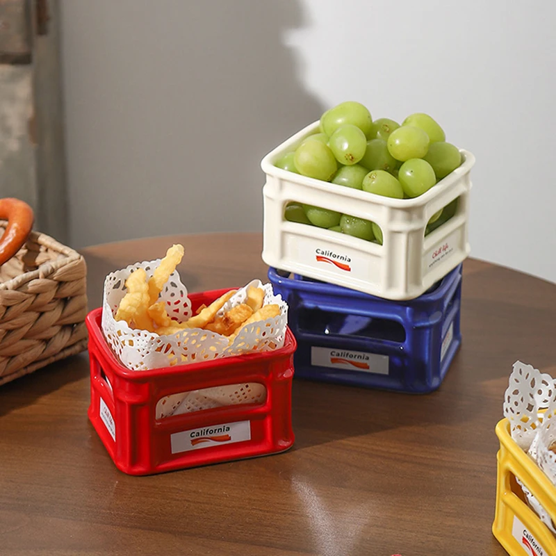 【Epeiushome】 Ceramic High Value Snack Bowl Household Fruit Bowl Cafe Snack Basket Popcorn Fries Bowl