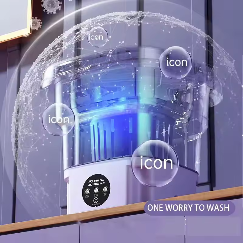 휴대용 세탁기 8L 소형 접이식 탈수기 미니 양말 속옷 세탁 가정용 가게용 가볍고 효율적