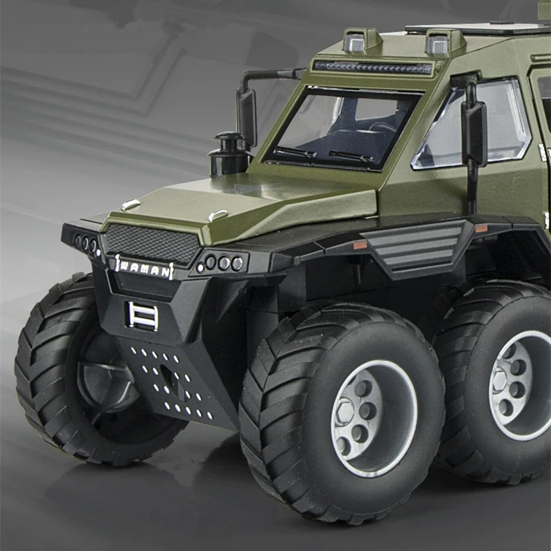 1:32 Siberia Conqueror Alloy Armored Vehicles Model Diecast Metal Police Missile Explosion Proof Car Model Sound Light Kids Gift