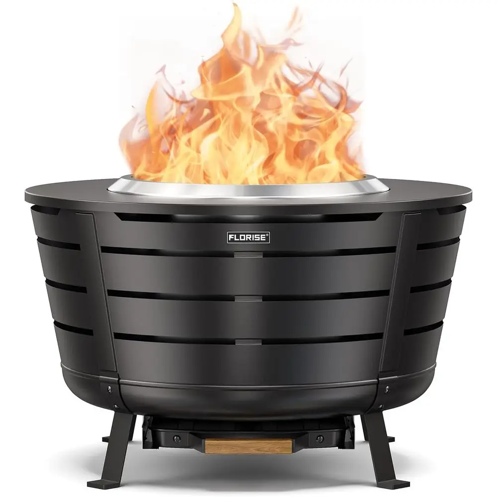 

Портативная уличная дровяная печь-костровище со стойкой, съемным поддоном для золы и теплозащитным экраном, идеально подходит для заднего двора, патио, кемпинга