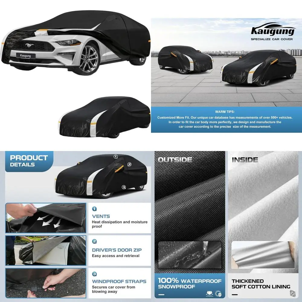 

10 Layers Custom Car Cover for Classic to Modern Mustangs, Waterproof with Vents, Towel & Repair Patches, Protection from Elemen