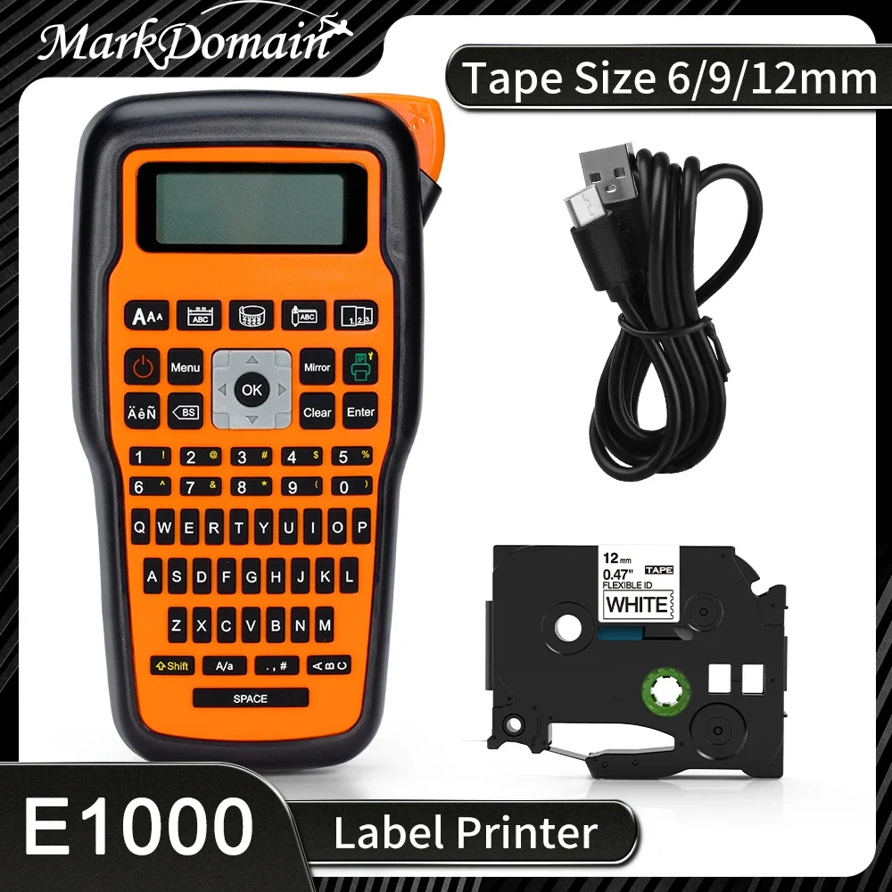 E1000 Pro Label Maschine Industrielle Label Maker, Heat Shrink Tube Etikettierer für Industrielle Kennzeichnung Jobs, Kompatibel für Brother TZe-231 Label Band