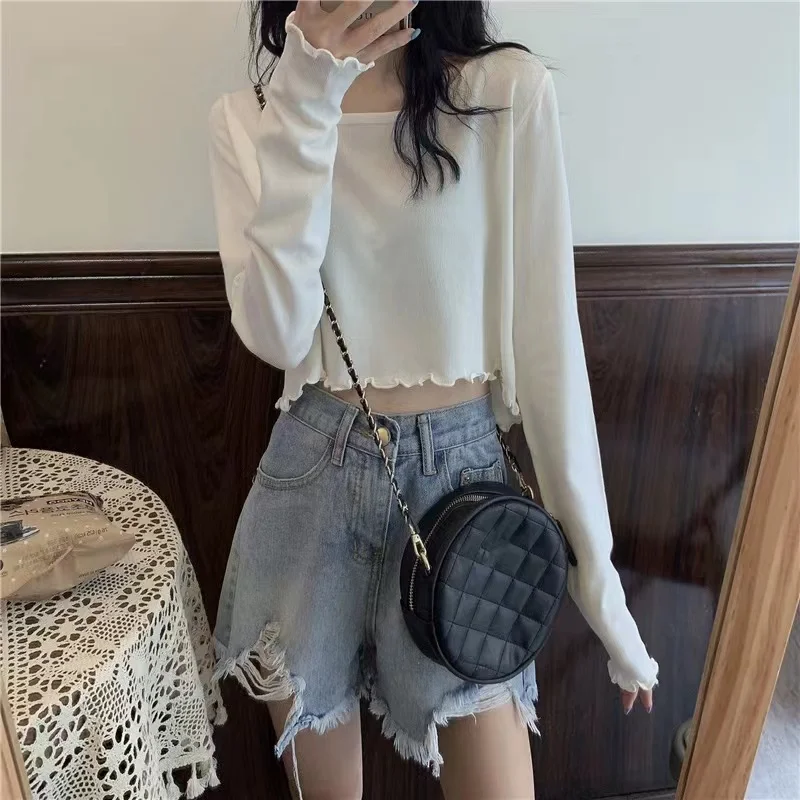 Spring Autumn Thin Fashionable Versatile Loose Women's Long Sleeve T-Shirt Inner Wear Base Shirt Velvet Upper Apparel