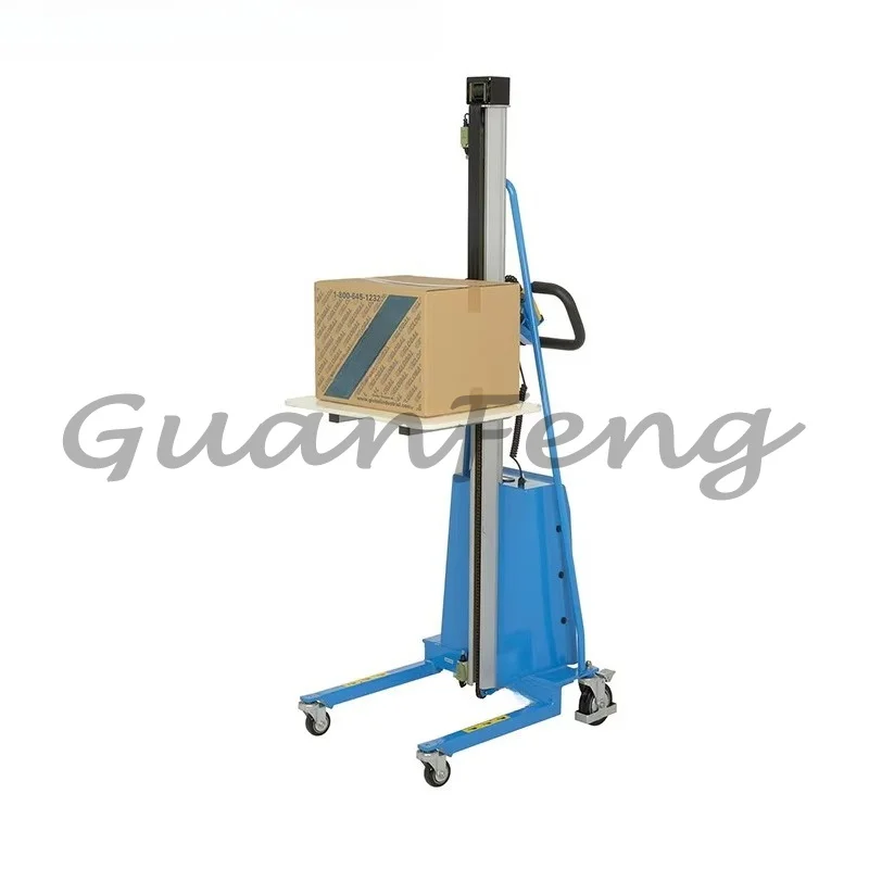 Manual Push Semi-Electric Pallet Stacker, Lightweight Small Lifting Platform for Warehouse Loading Unloading & Stacking
