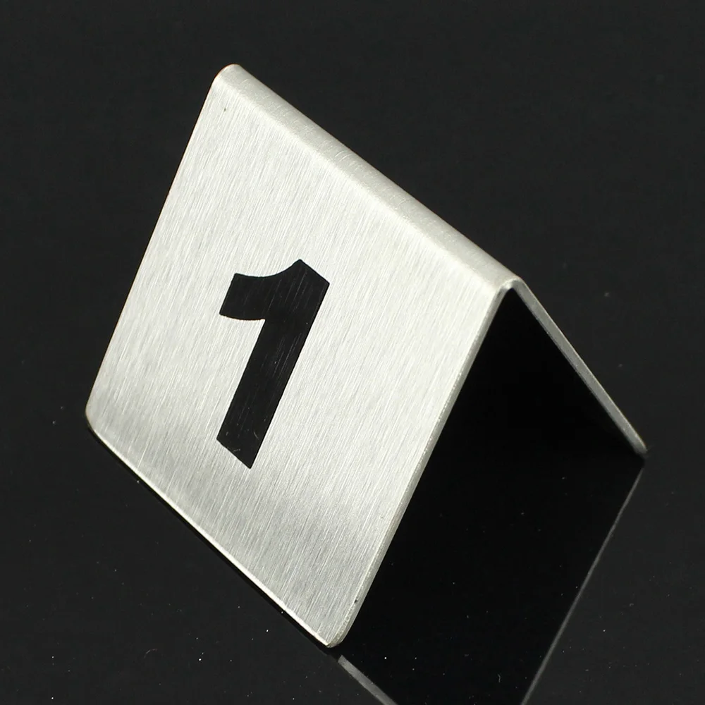 Lot 5pcs SS Table Number Tent Sign Stand Stainless Steel Place Card Label Restaurant Cafe Bar Seating Double Side Customized - view 5