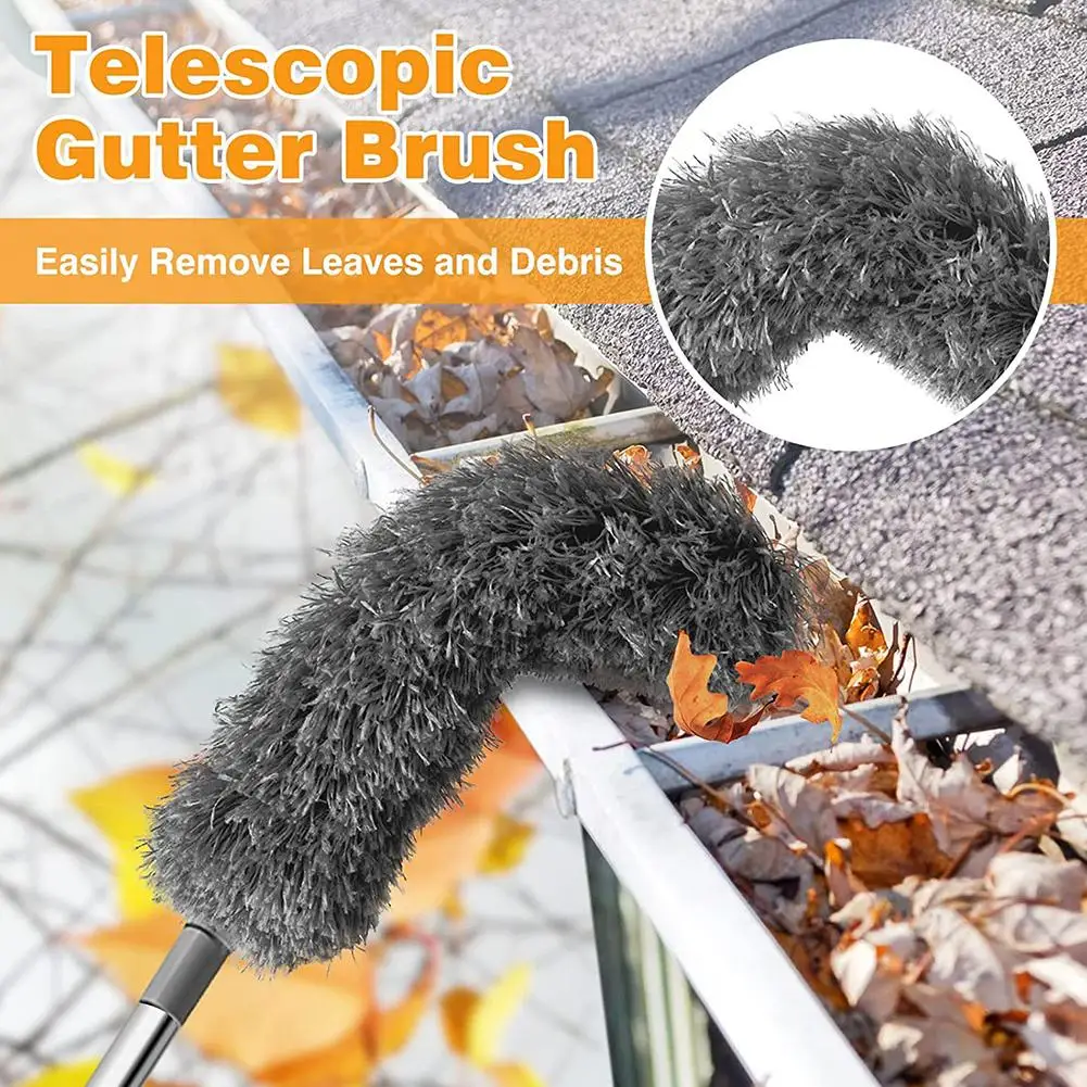 Telescopic Gutter Cleaning Brush Removing Leaves Debris Adjustable Angle For Hard-to-Reach Areas Gutter Guard Cleaner Tool S5C2