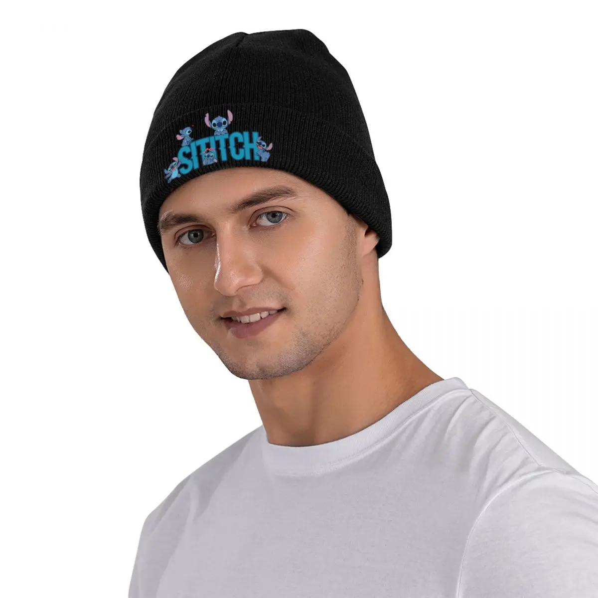 Lilo & Stitch Logo Knitted Caps Women's Men's Beanie Autumn Winter Hip Hop Hat Acrylic Cute Cartoon Warm Melon Cap