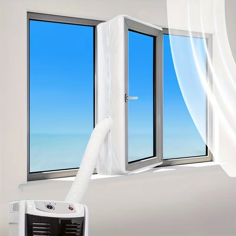 Portable AC Window Seal Cloth Kit for Sliding Window Door, Air Conditioner Insulation Dustproof Windproof Draft Block Curtain
