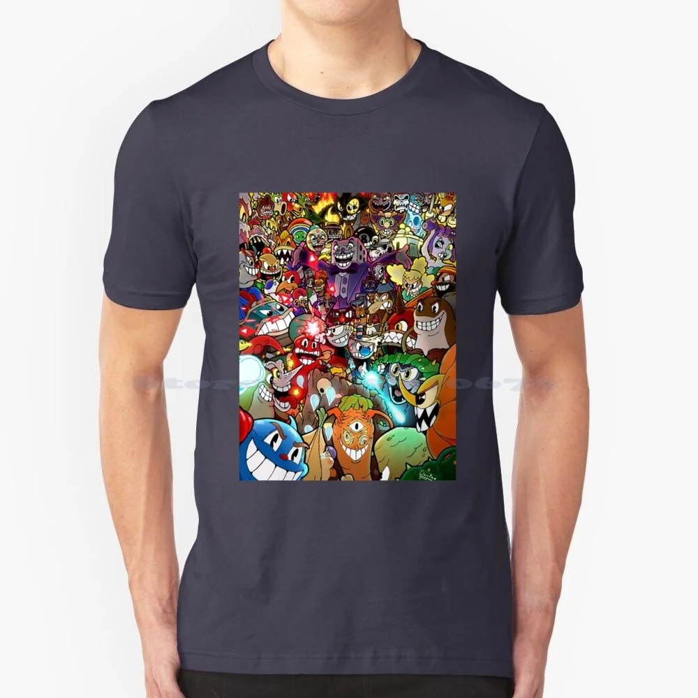 Cuphead T-Shirt 100% Bawełna Tee Cuphead Dont Deal With The Devil Color Mugman King Dice Bosses Dontae Rice Art