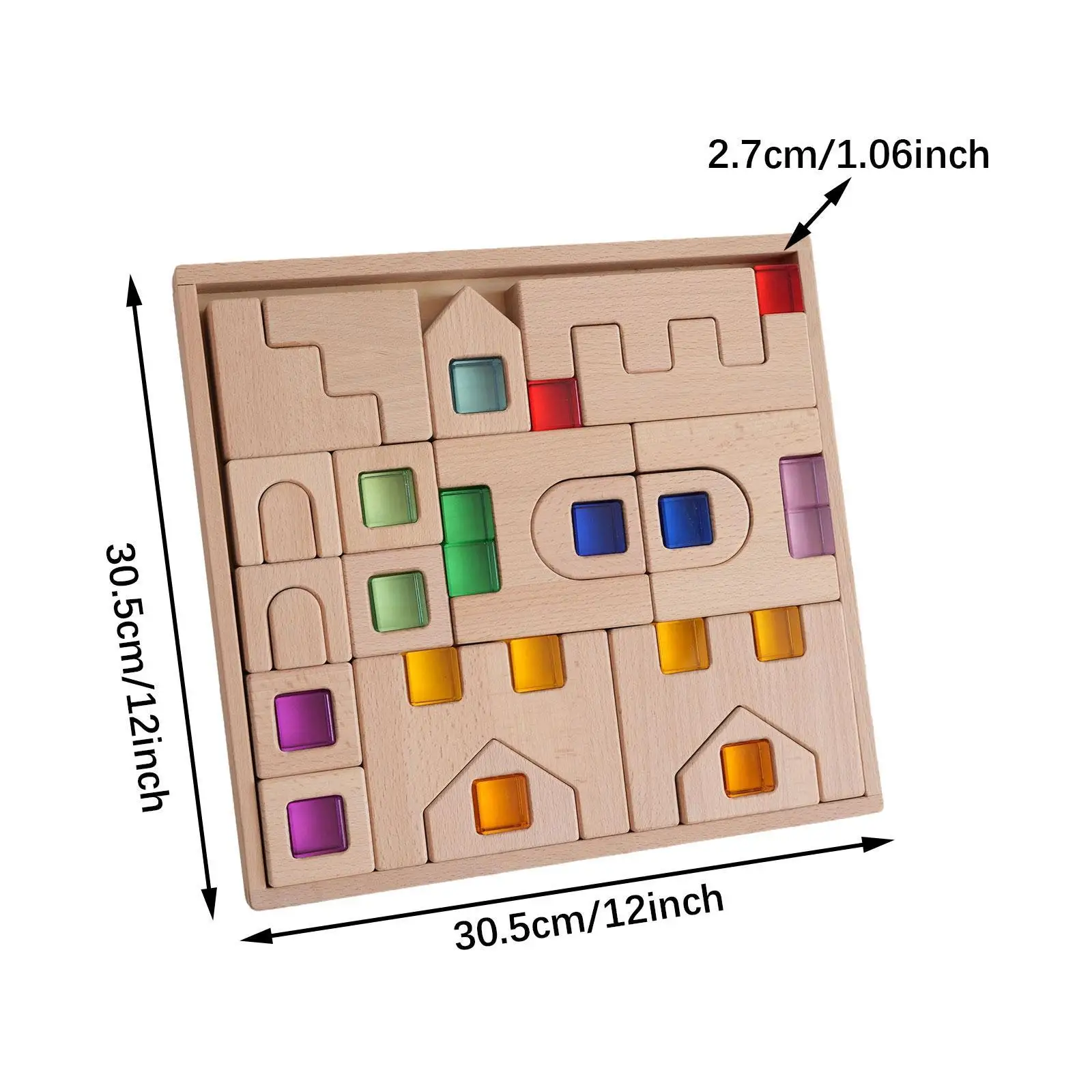 Holzbausteine für die frühe Bildung, buntes Feinmotorik-Acryl-Edelsteinblock-Set für den Unterricht, Requisiten, Urlaub, Geburtstag