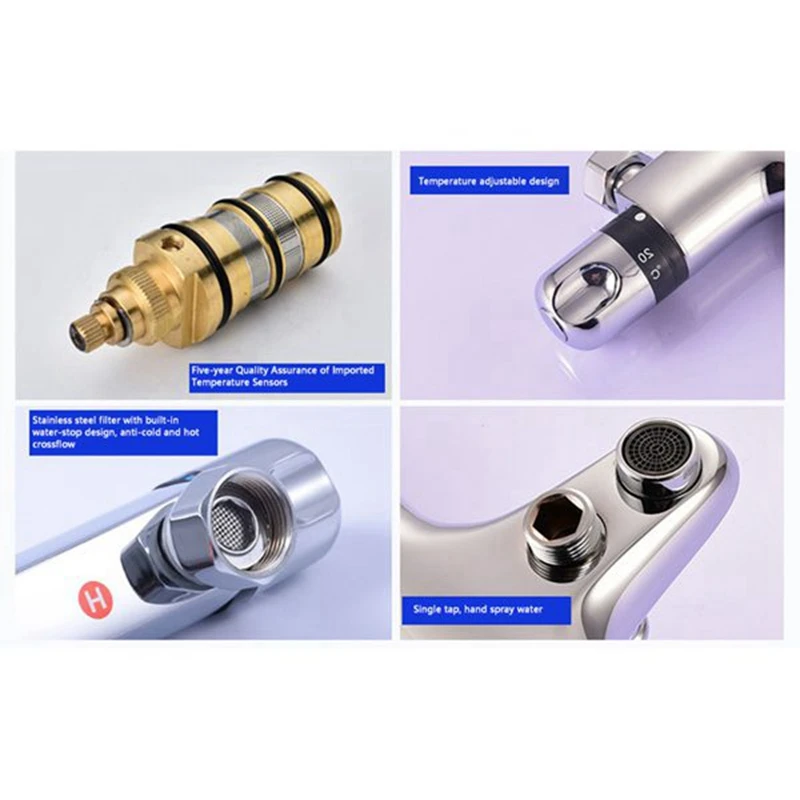 TKOH-Bathroom Thermostatic Mixer Tap Hot And Cold Bathroom Mixer Mixing Valve Bathtub Faucet Thermostatic Shower Faucets Set