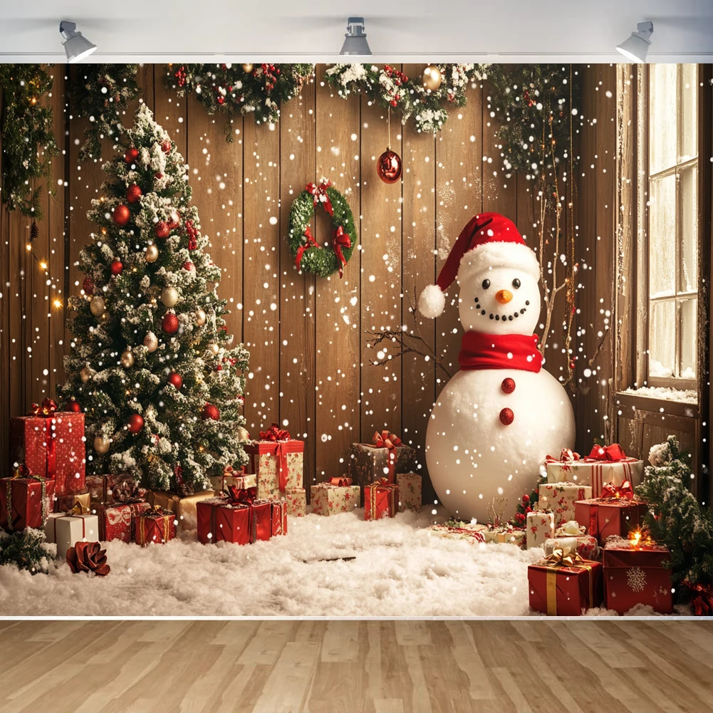 Christmas Banner Photography Background Christmas Tree Snowman Photo Background Christmas Party Supplies Home Wall Decoration