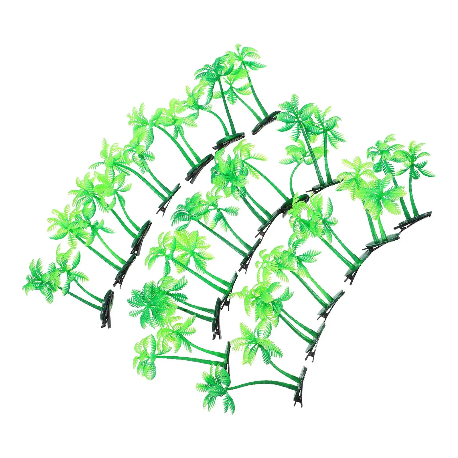 

20 Pcs Coconut Tree Hair Clips Artificial Beach Party Supplies Lightweight Tropical Accessories Summer Fun Biodegradable