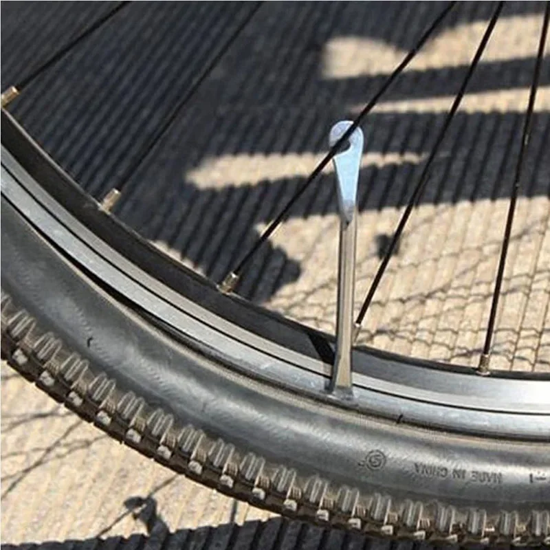 2 Stück Fahrrad-Reifenheber, Metall, Fahrrad-Stahl-Reifenheber, tragbares Fahrrad-Reparaturwerkzeug für den Außenbereich, MTB-Reifenentfernungswerkzeug, Schwarz-Silber – Detail 7