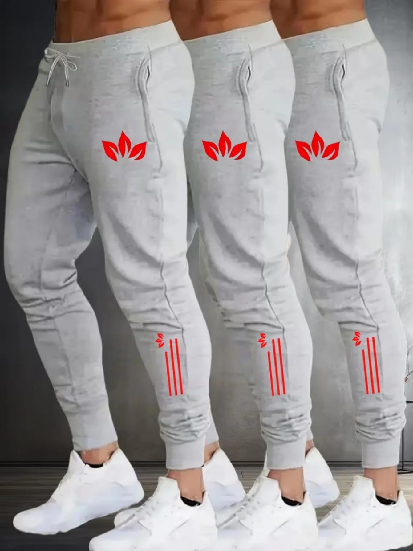 3-Pack Men's Slightly Stretchable Loose Fit Training Pants Design Gym Pants Ideal for Spring Summer Outdoor Cycling & Running