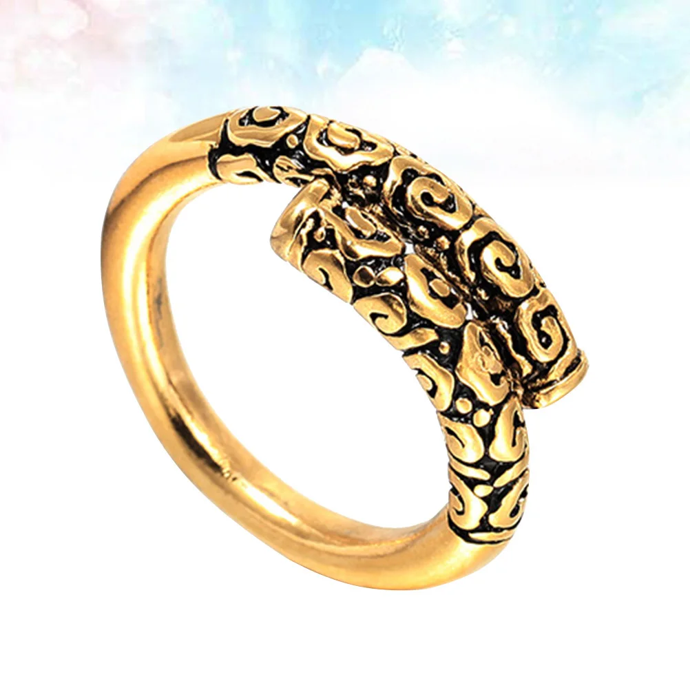 

Golden No9 Retro Fashion Men Ring Titanium Steel Durable Stylish Finger Jewelry Gift Titanium Steel Ring