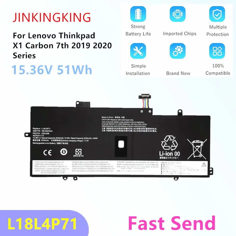 

L18L4P71 5B10W13930 Laptop L18M4P72 Battery For Lenovo ThinkPad X1 Yoga 5th 4th Carbon 7th 8th Gen L18C4P71
