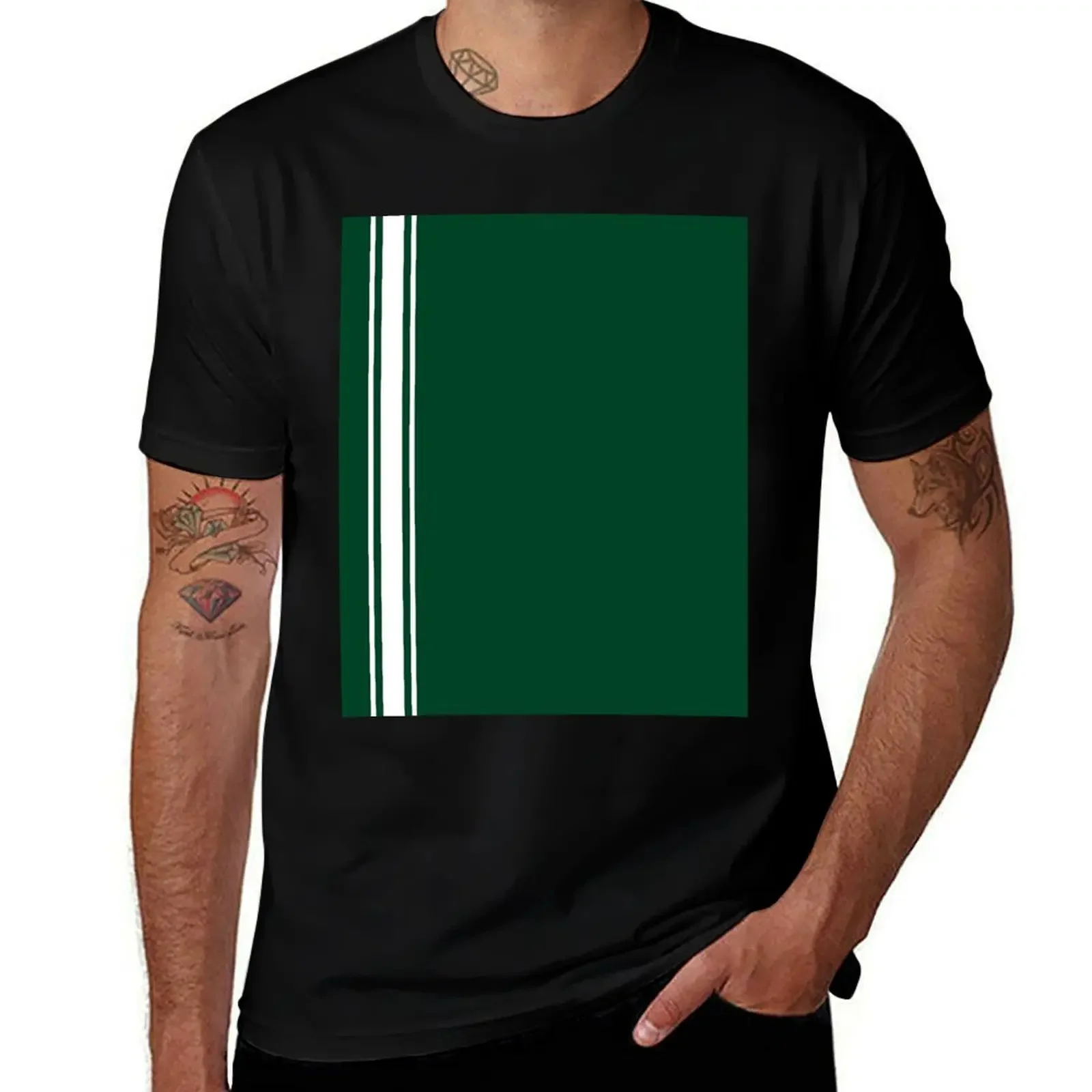 

British Racing Green With White Pinstripes T-Shirt boys animal print oversized mens graphic t-shirts pack
