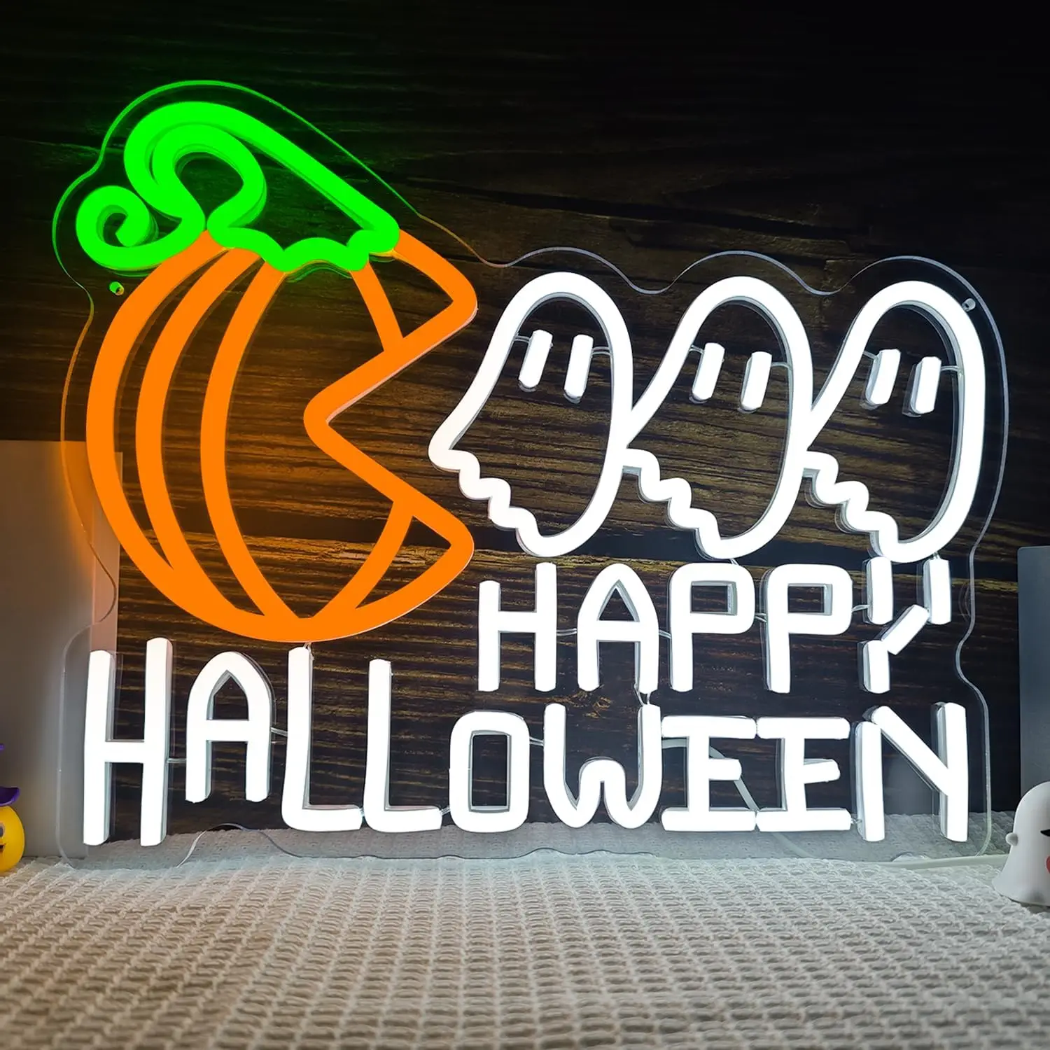 Pumpkin Eat Ghost Happy Halloween Cute Lovely Neon Signs LED Light Bedroom Living Room Kid Gift Holiday Bar Club Wall Art Decor