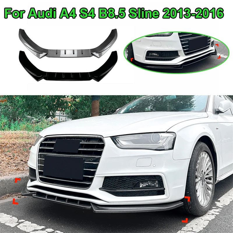 

Lower Blade Trim Front Bumper Spoiler Splitter Lip guard Protector Canard Deflector Mount For Audi A4 S4 B8.5 Sline 2013-2016