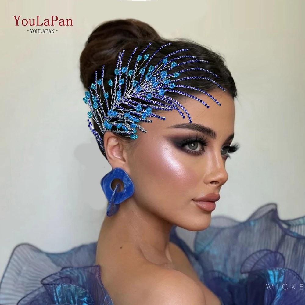YouLaPan ブライダル帽子結婚式のラインストーンかぶとファッションヘアジュエリー女性ヘッドピースクリスタル花嫁ヘアアクセサリー HP188
