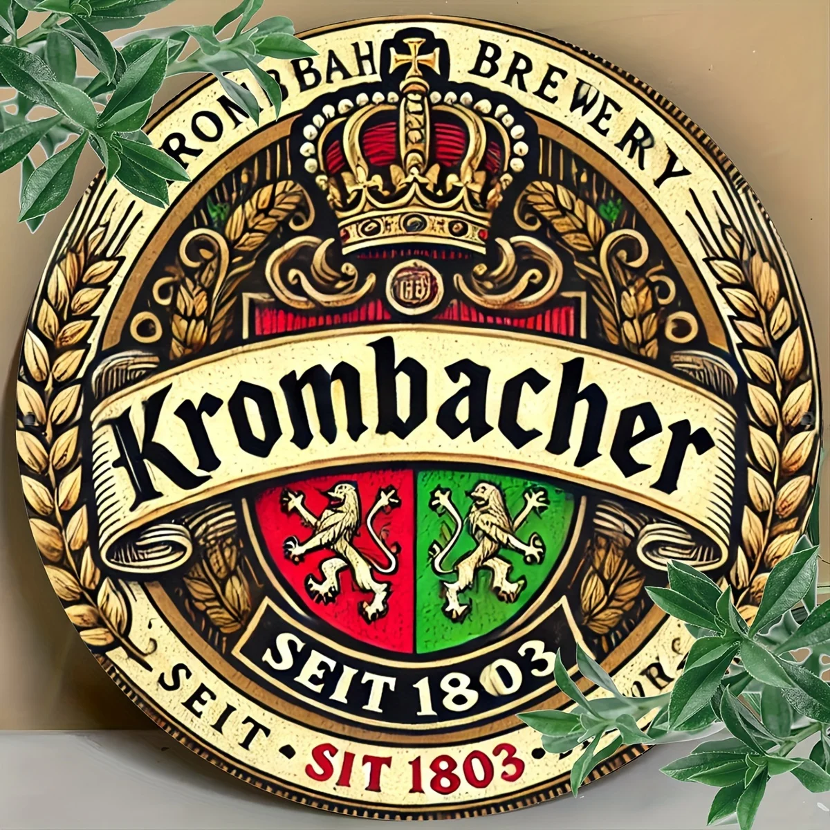1pc Krombacher Beer Retro Vintage Aluminum Sign, 20.32x20.32 cm, Wall Hanging Decor for Home, Garage, Porch, Cafe, Club, Rust-Pr