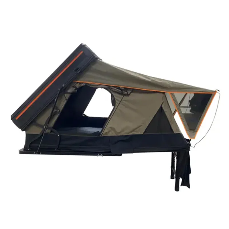 2024 Eco-friendly Materials Travel Aluminum Frame Car Roof Tent Clamshell Hard Shell Rooftop Tent for  3-4 Person
